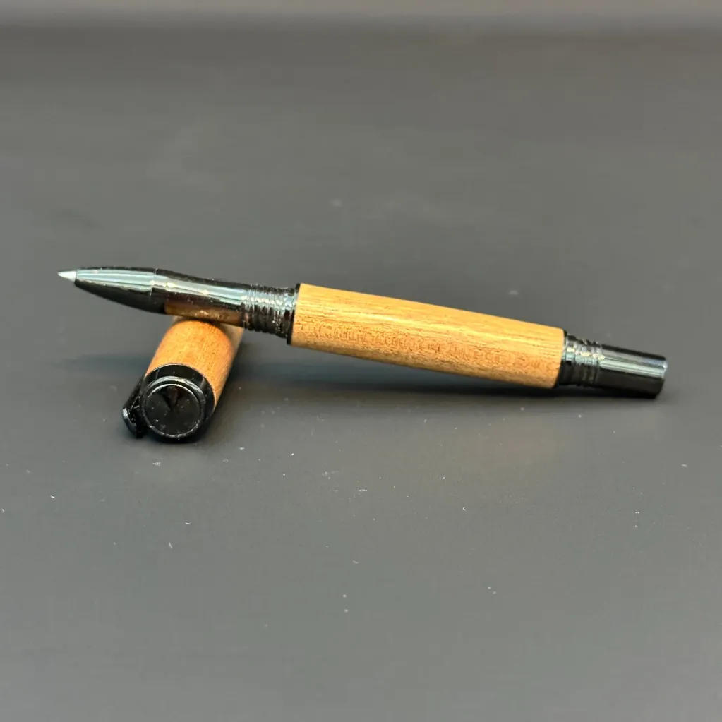 [SBAS001006001NT] Wooden Rollerball Pen (Acajou, Noir titane)