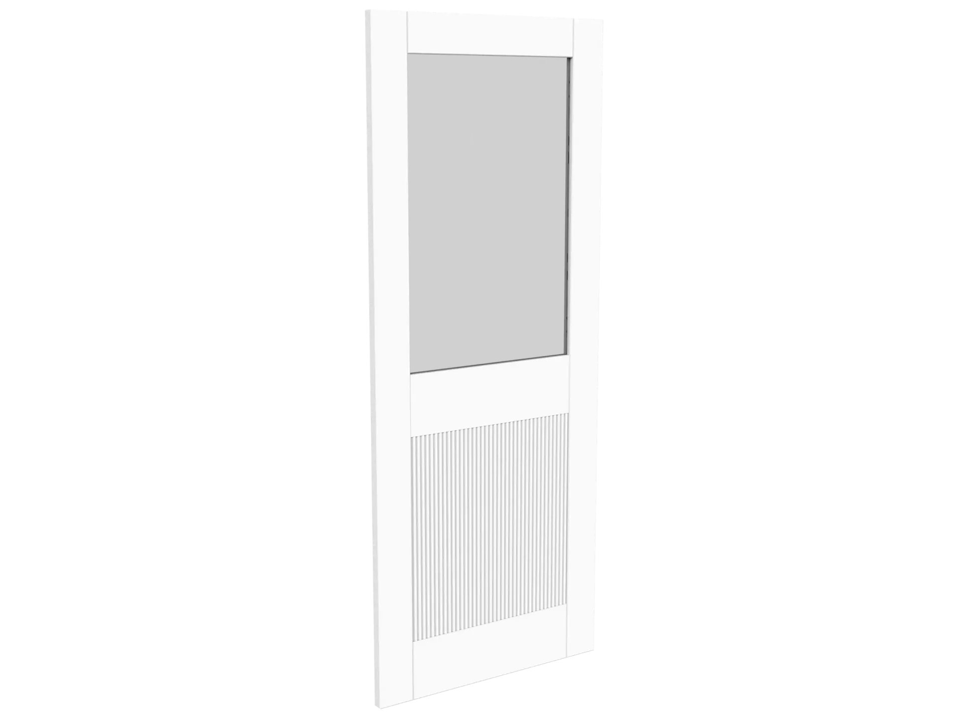 Interbois - 8583 - Fluted Door (Tempered frosted glass) (80", 24", White primed, Creno-mini 8032)
